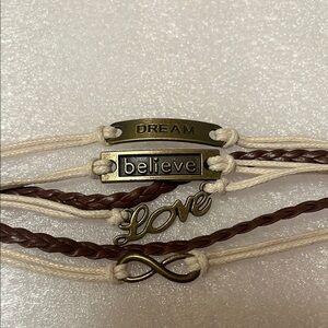 Brown and Cream Inspirational Bracelets Set